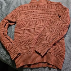 Pendleton Rust-Orange Chevron Knit Turtleneck Sweater